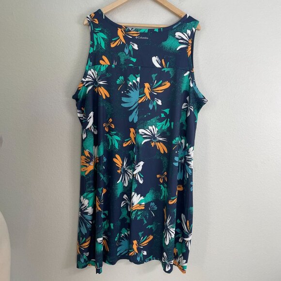 Columbia Womens Plus 3X Floral Sleeveless Dress Omni Wick Chill River Print - Picture 8 of 10